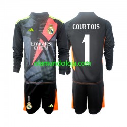 Camisola Real Madrid Thibaut Courtois 1 Guarda-redes Criança Equipamento Segundo 2024-2025 Manga Comprida